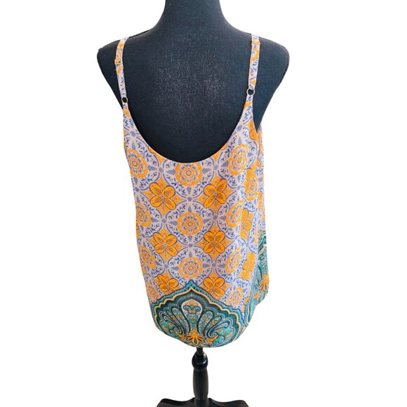 CABI Arabesque Cami Blouse Top 3082 Gray Orange Lined M Boho Cottage Core Scoop - Picture 3 of 9